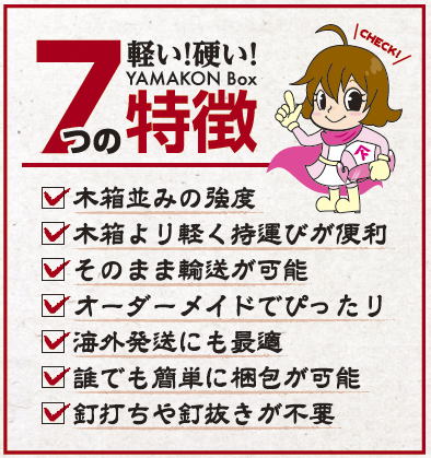 7つの特徴-YAMAKON BOX- 輸出梱包 ダンボール