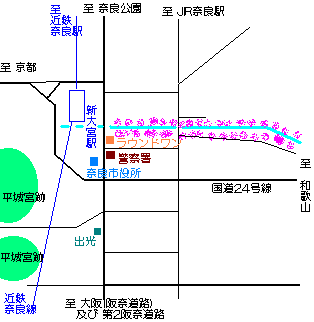 奈良県、新大宮駅周辺の地図になります。